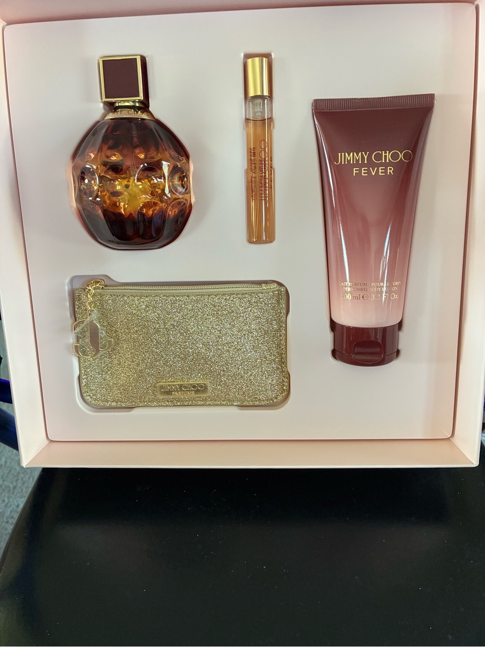Jimmy Choo Fever Gift Collection - Amber Bottle & Gold Glitter Pouch
